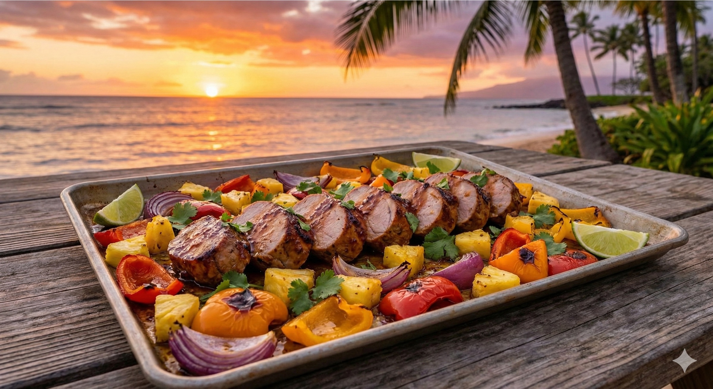 Aloha Sunset Sheet Pan Supper
