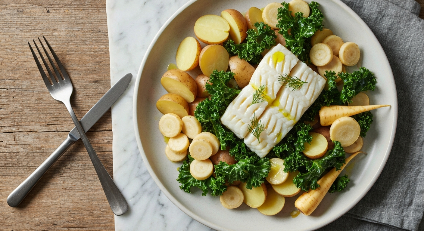 The Midnight Sun Skillet: Nordic Dill Cod & Earthy Roots